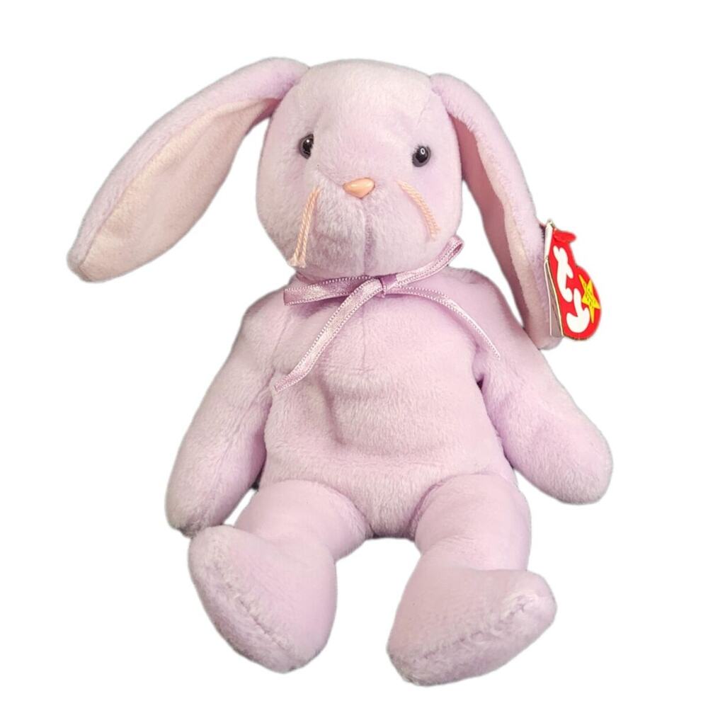 1996 TY Beanie Baby Floppity the Lilac Bunny Plush Toy